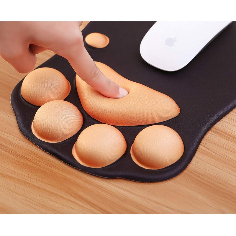 TULGIGS Cute Cat Paw Non Slip Mouse Pad with Wrist Support Soft Silicone Wrist Rests Ergonomic Comfort Computer Mouse Mat Desk Decor 11.55""*7.8""*0.99'' (Black) - Image 5